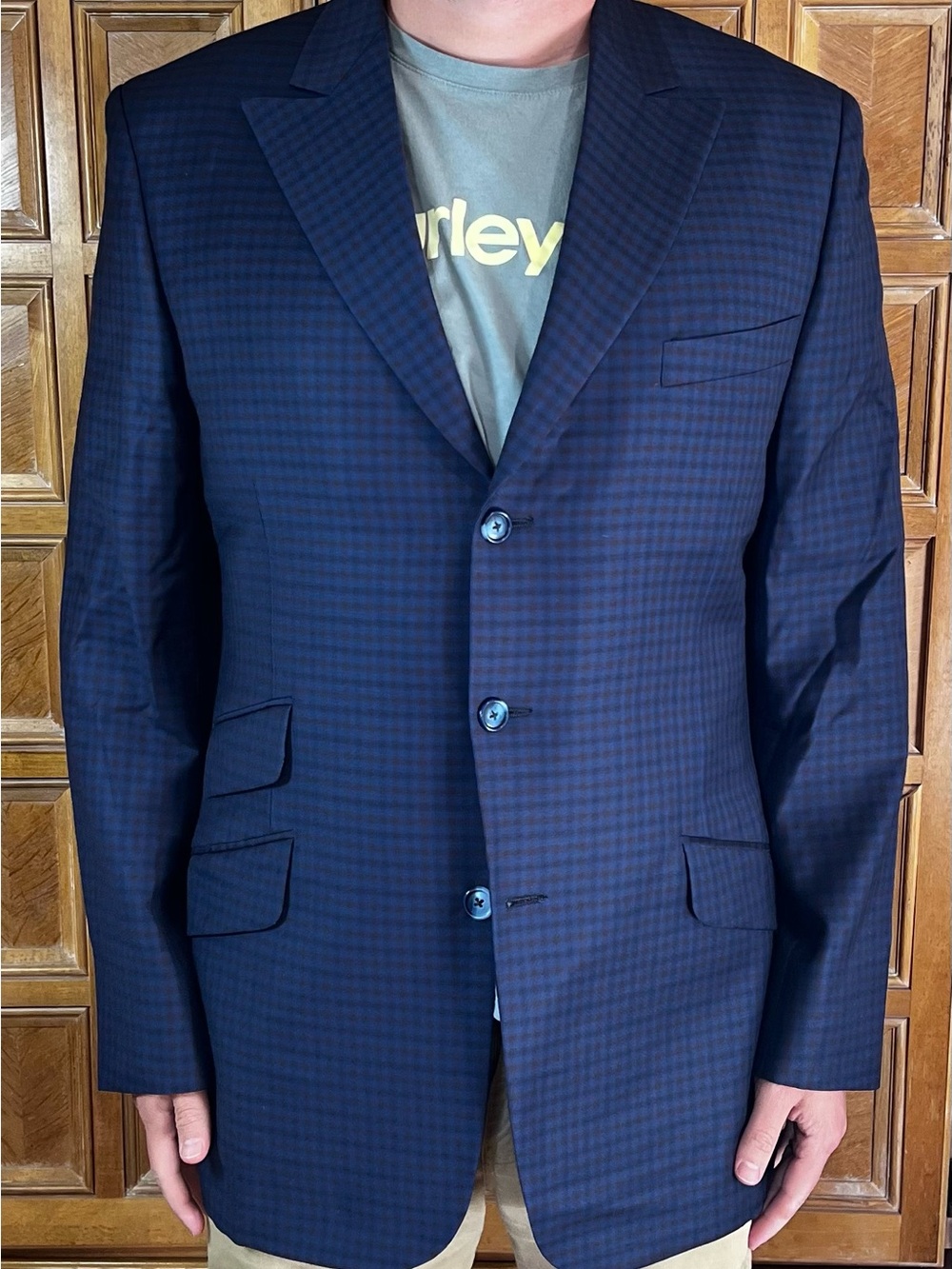 Custom Hollywood Costume Men’s Blue Shimmer Sport Coat Size 44R